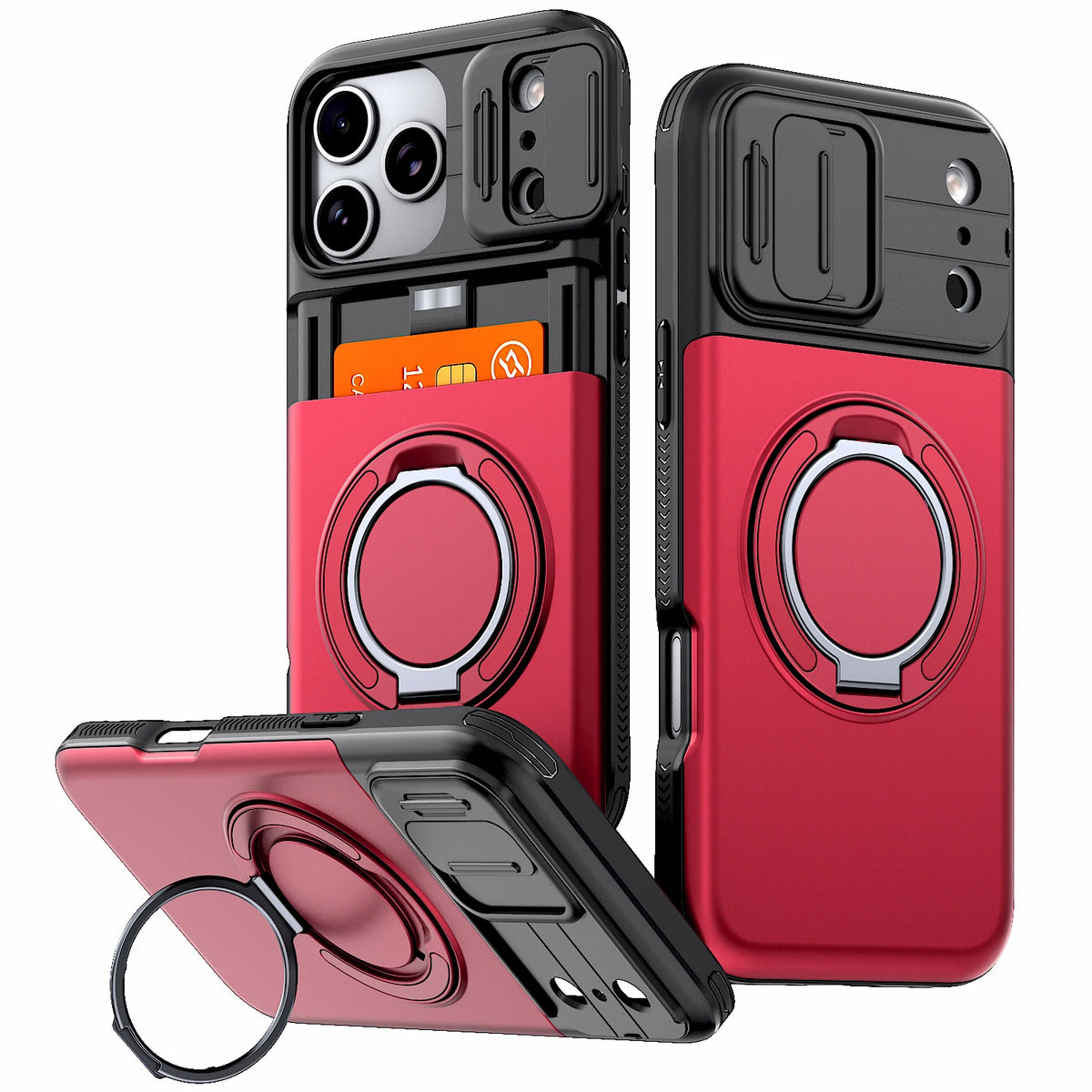 Premium Leather Wallet Case with Card Slots & Kickstand for iPhone