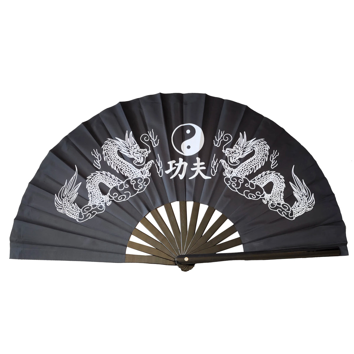 Traditional Bamboo Tai Chi Performance Fan with Protective Cover