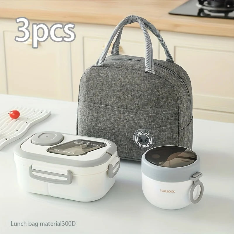 3-Piece Insulated Lunch Box Set with Reusable Cutlery