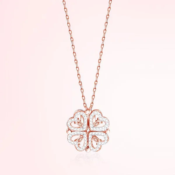 Heart & Clover Zircon Pendant Necklace