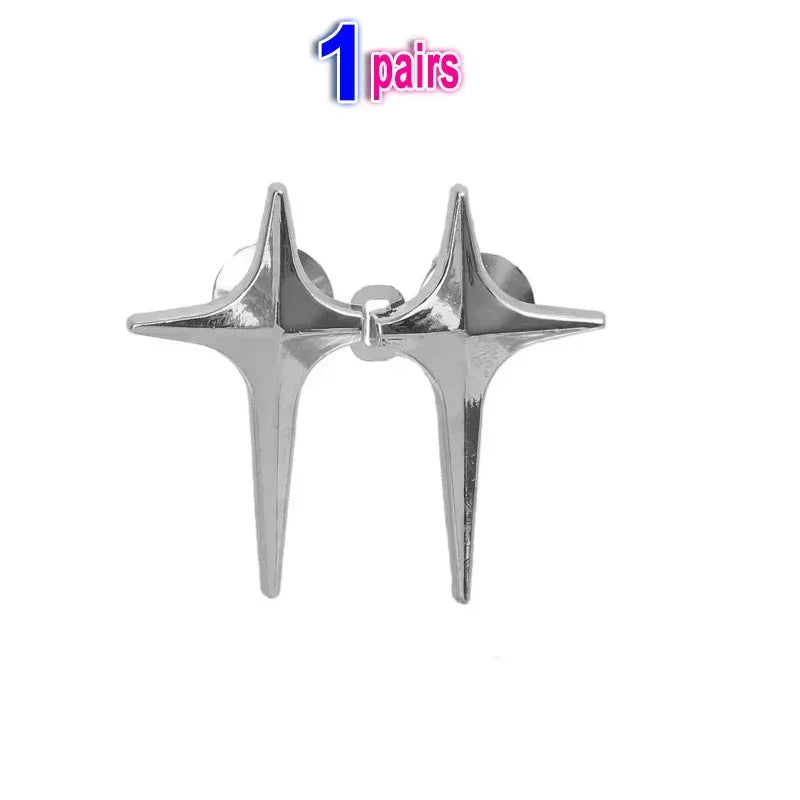 One pair of silver Y2K star waist tightener clips for jeans