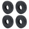 Four views of soft rubber tires for 1/18 and 1/24 RC crawler cars