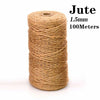 A roll of 1.5mm jute twine measuring 100 meters for crafts and décor.