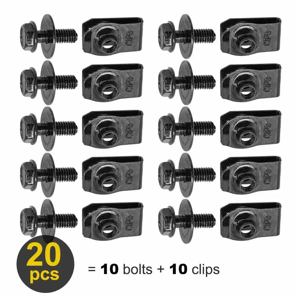 Set of 20 bolts and clips for engine cover and undertray fastening