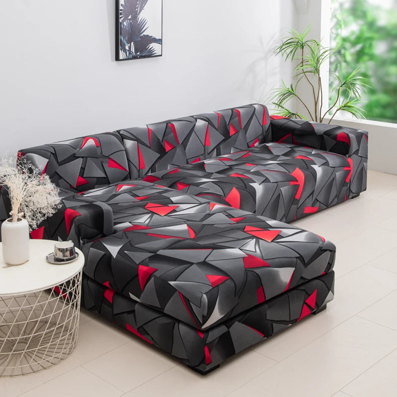 Printed Stretch Sofa Cover for L-Shaped and Corner Sofas
