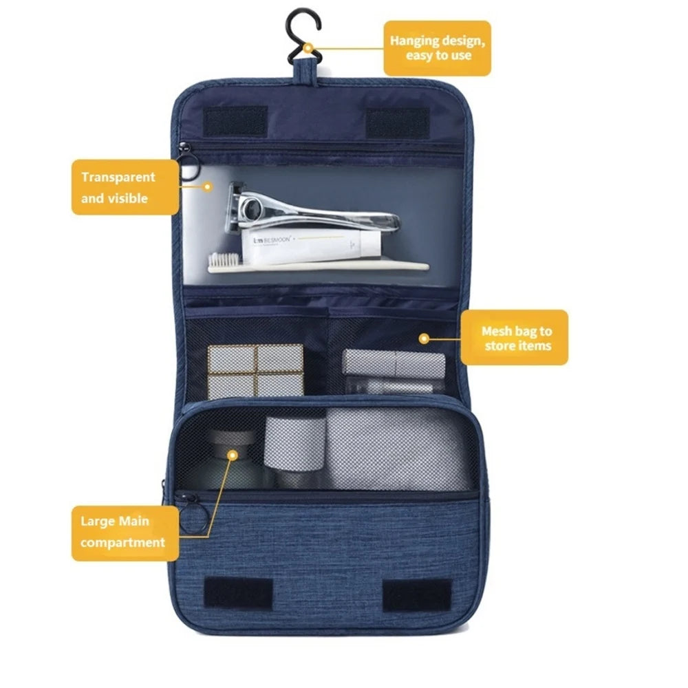 Hanging Toiletry Bag with Waterproof Oxford Fabric and Large Capacity