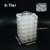 A stack of six transparent plastic storage organizers, labeled as a 6-Tier unit.