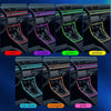 A collection of car interior LED light strips in various colors including red, purple, green, yellow, ice-blue, orangish, and
