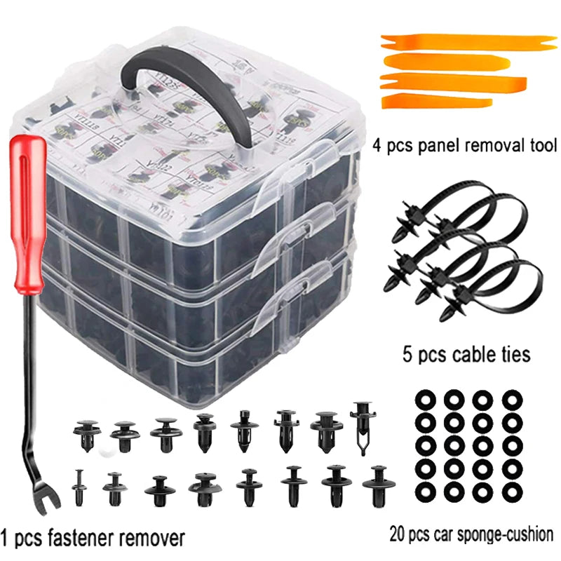 Mixed Size Plastic Retainer Clips for Auto Trim, Bumper, and Door Panels