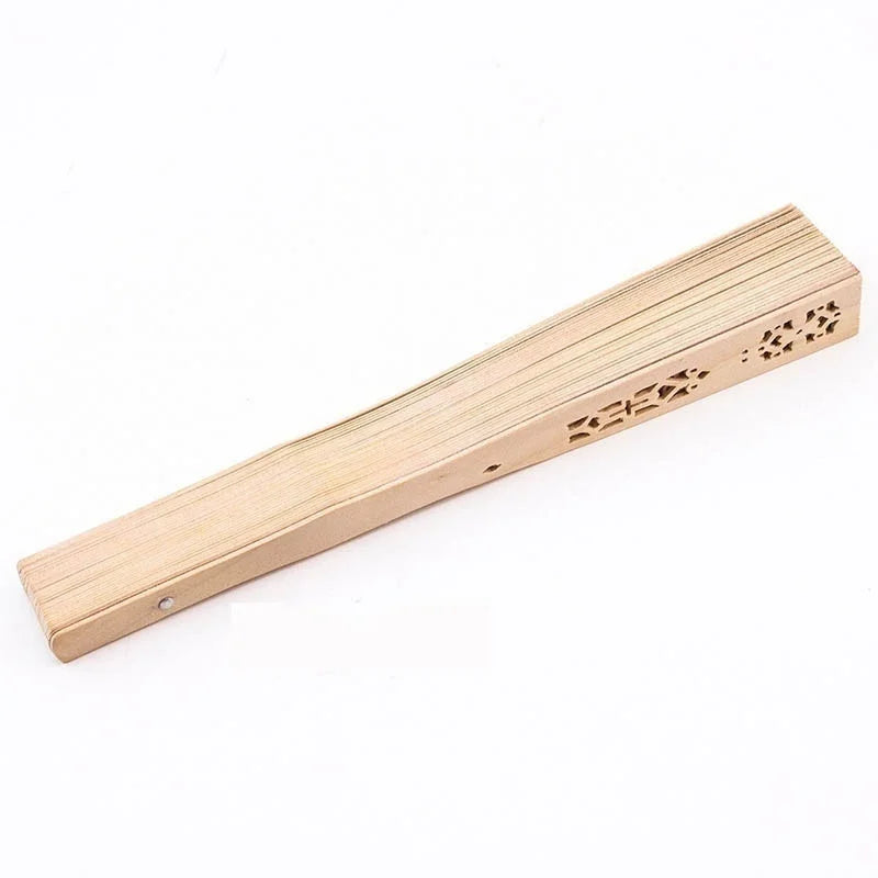 Handcrafted Sandalwood Folding Fan with Intricate Cutwork