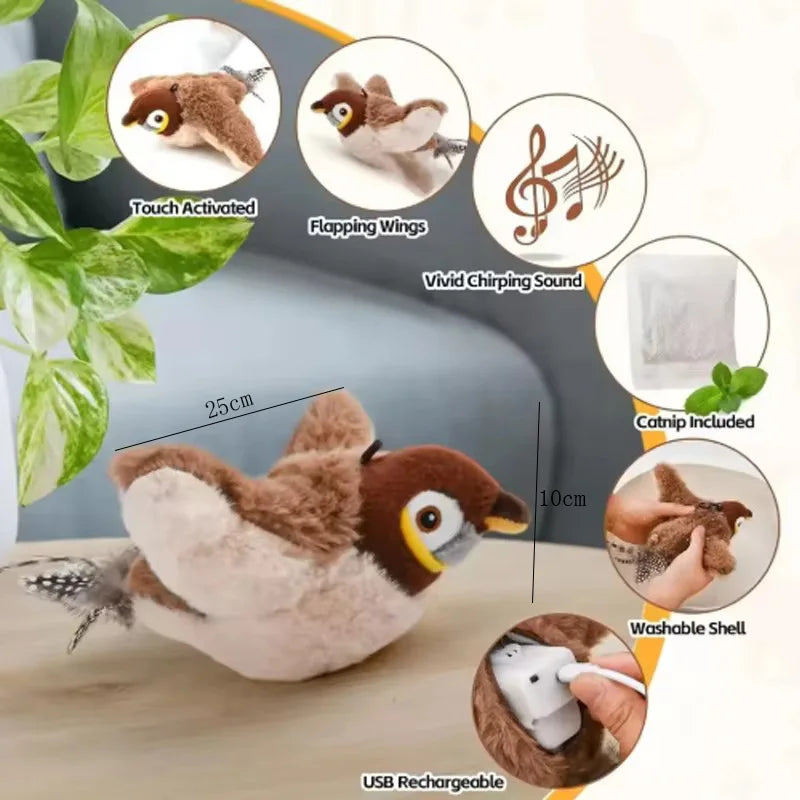 Interactive Chirping Bird Plush Toy for Cats