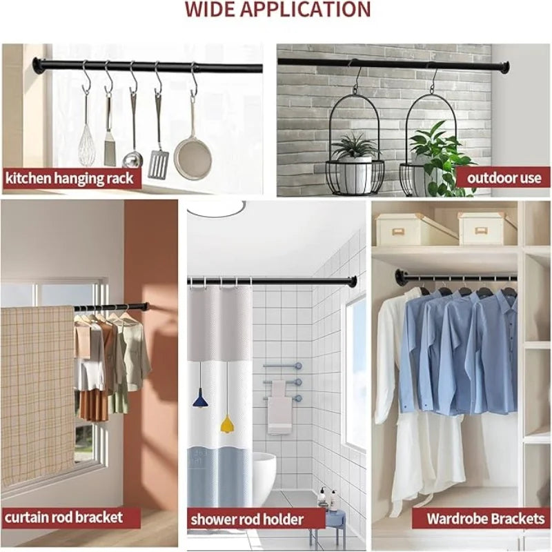 Edelstahl-Kleiderstangenhalter für Kleidung und Accessoires in Küche, Bad und Garderobe.