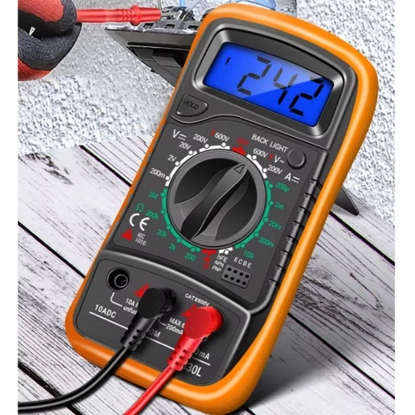 Compact Digital Multimeter with LCD Backlight for Electrical Testing