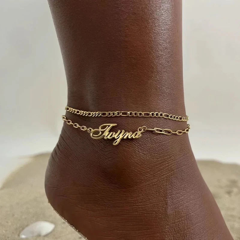 Personalized Double-Layer Name Anklet