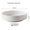 A 7.5-inch pure white ceramic soup bowl with a textured rim, measuring 18.3cm and holding about 700ml.