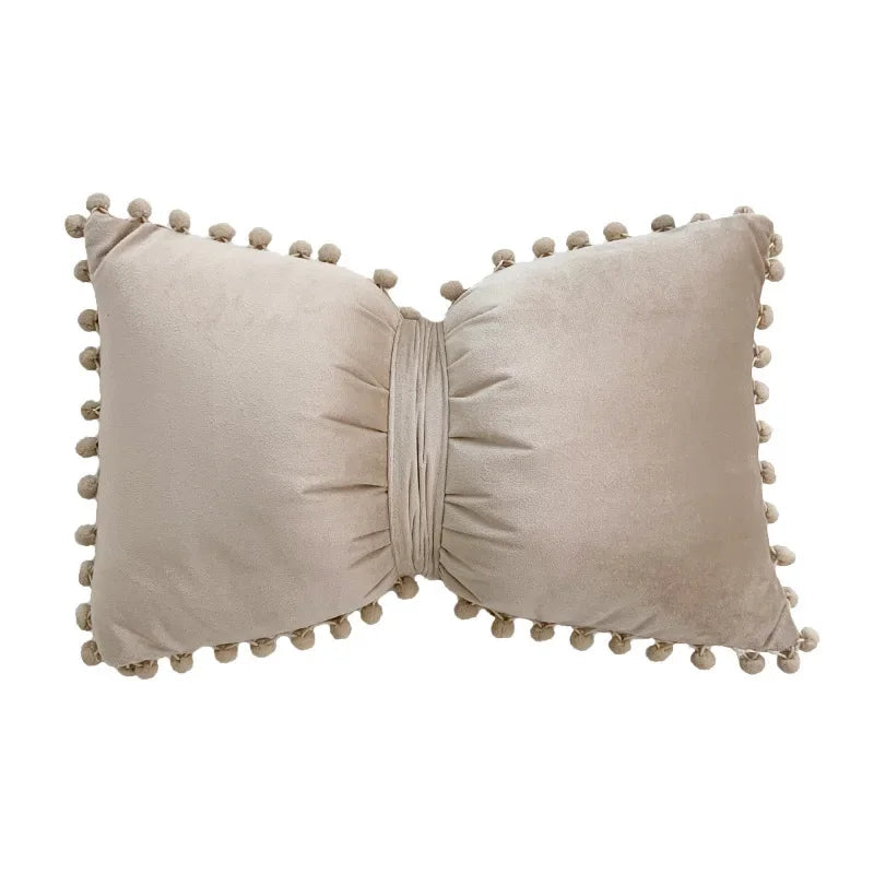 Velvet Bow Accent Pillow Cover