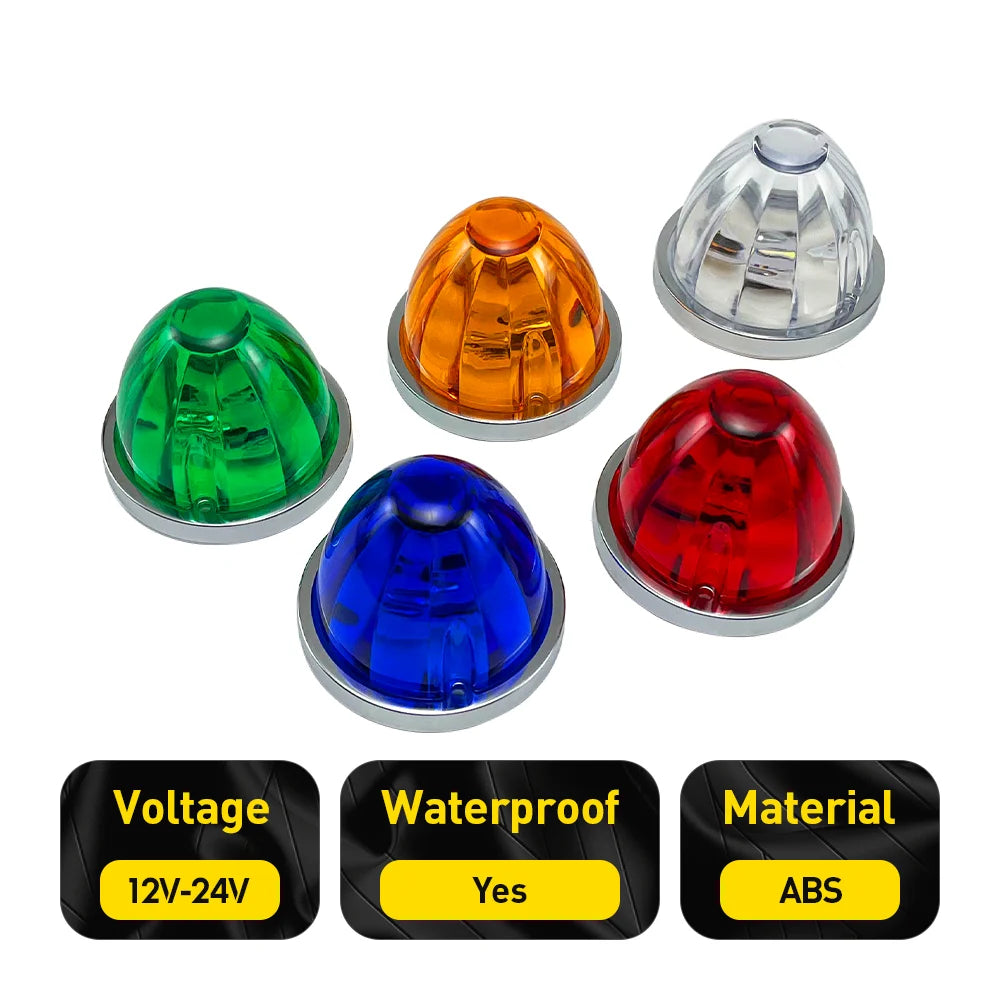 Set aus drei doppelten Wassermelonen-LED-Markierungslichtern für Lkw und Anhänger, wasserdichtes ABS-Material