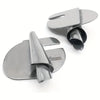 Silver rolled hemmer foot set for sewing machines with a 5mm size marker.