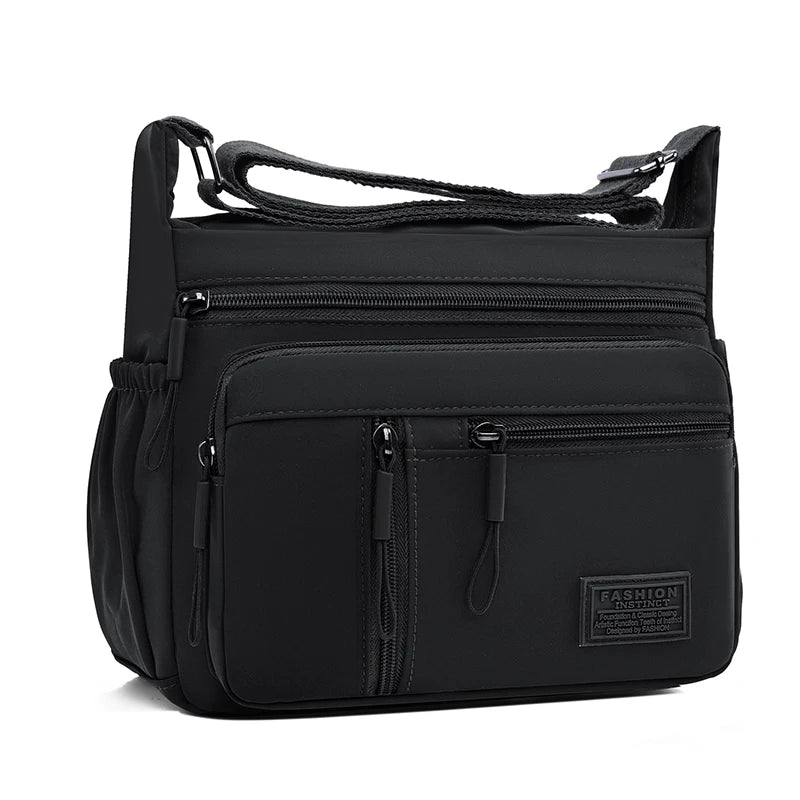 Bolso bandolera de nylon impermeable con múltiples bolsillos