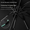 A close-up view of a black umbrella rack with ten ribs made of thickening 3+3 glass fiber.