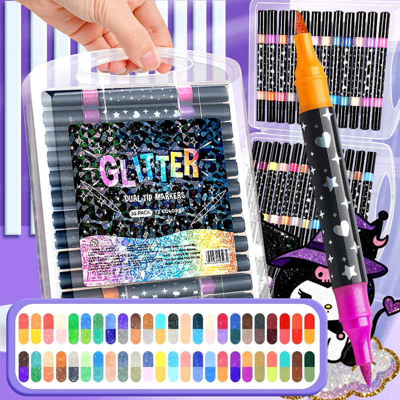 Dual-Tip Glitter Art Markers Set
