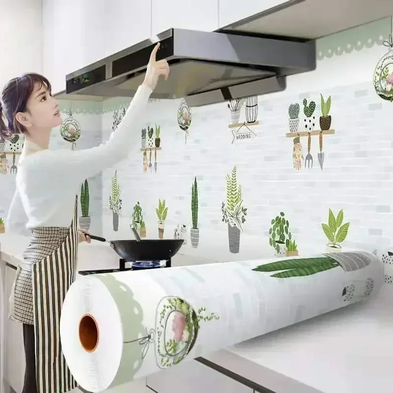 Roll of self-adhesive kitchen splashback sticker wallpaper for waterproof and heat resistant kitchen surfaces