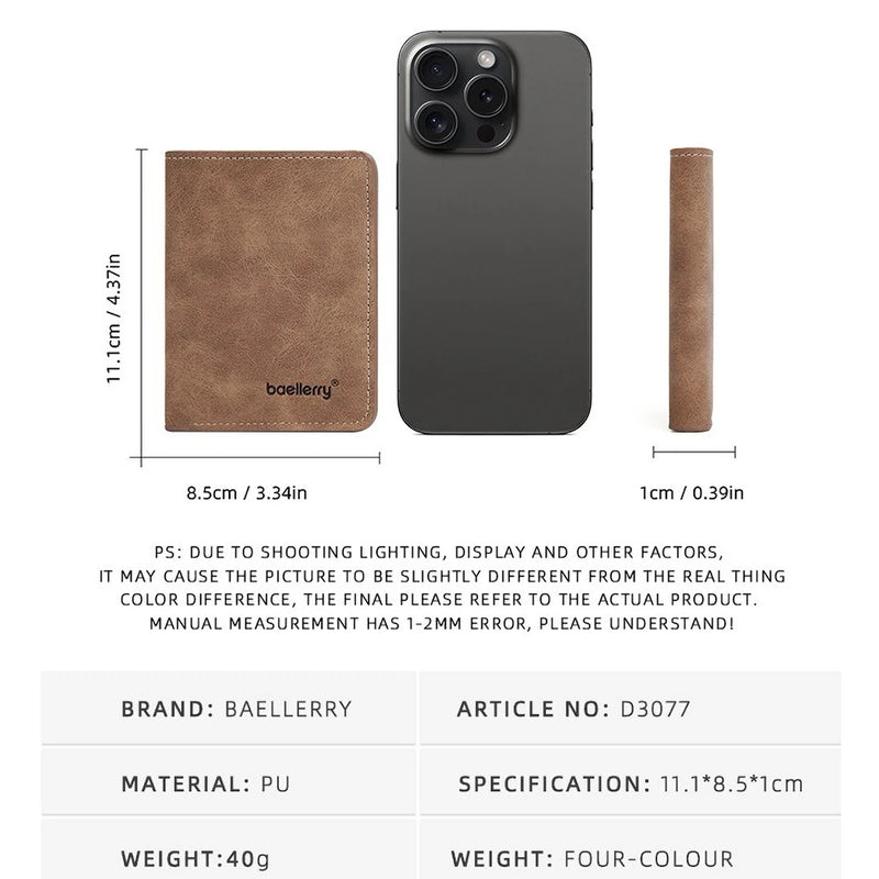 Cartera Minimalista de Piel Sintética con Pinza para Dinero