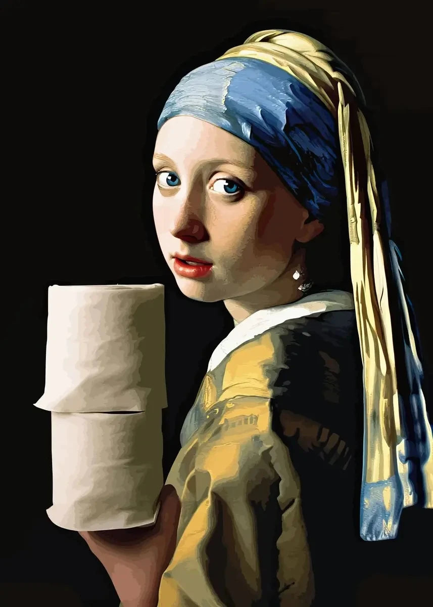 Mona Lisa Funny Bathroom Wall Art Canvas Print