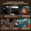 A set of 5-in-1 cleaning tools including suction, blow, charge, pump, and brush for car and home cleaning.