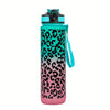 Leopard Print Sports Water Bottle with Straw