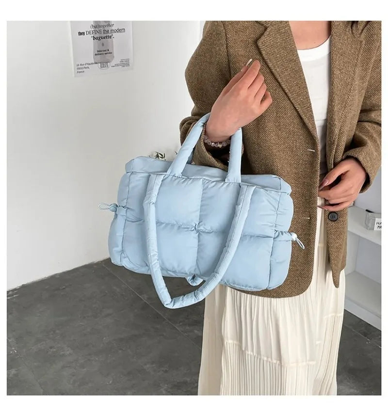 Quilted Puffer Tote Bag with Adjustable Strap