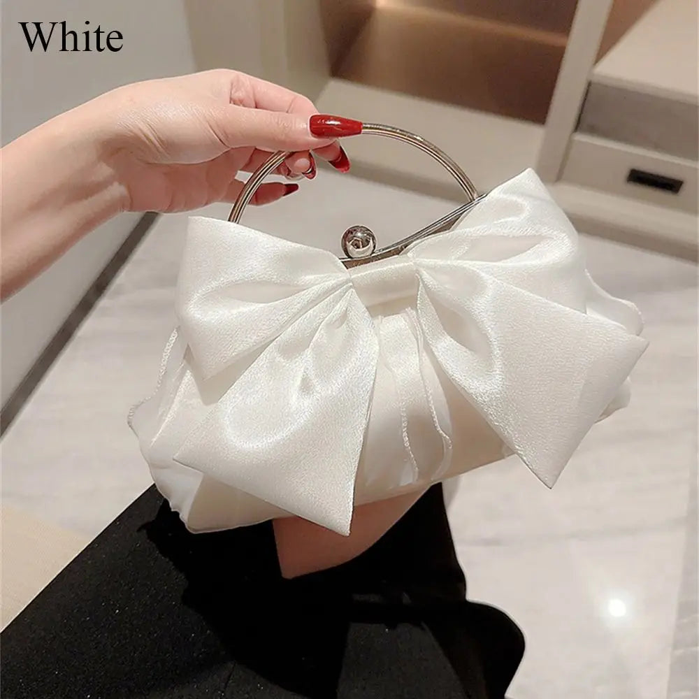 Crystal Bowknot Evening Clutch with Chain Strap