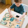 Wooden Steering Wheel Busy Board for Toddlers - Montessori Sensory Toy