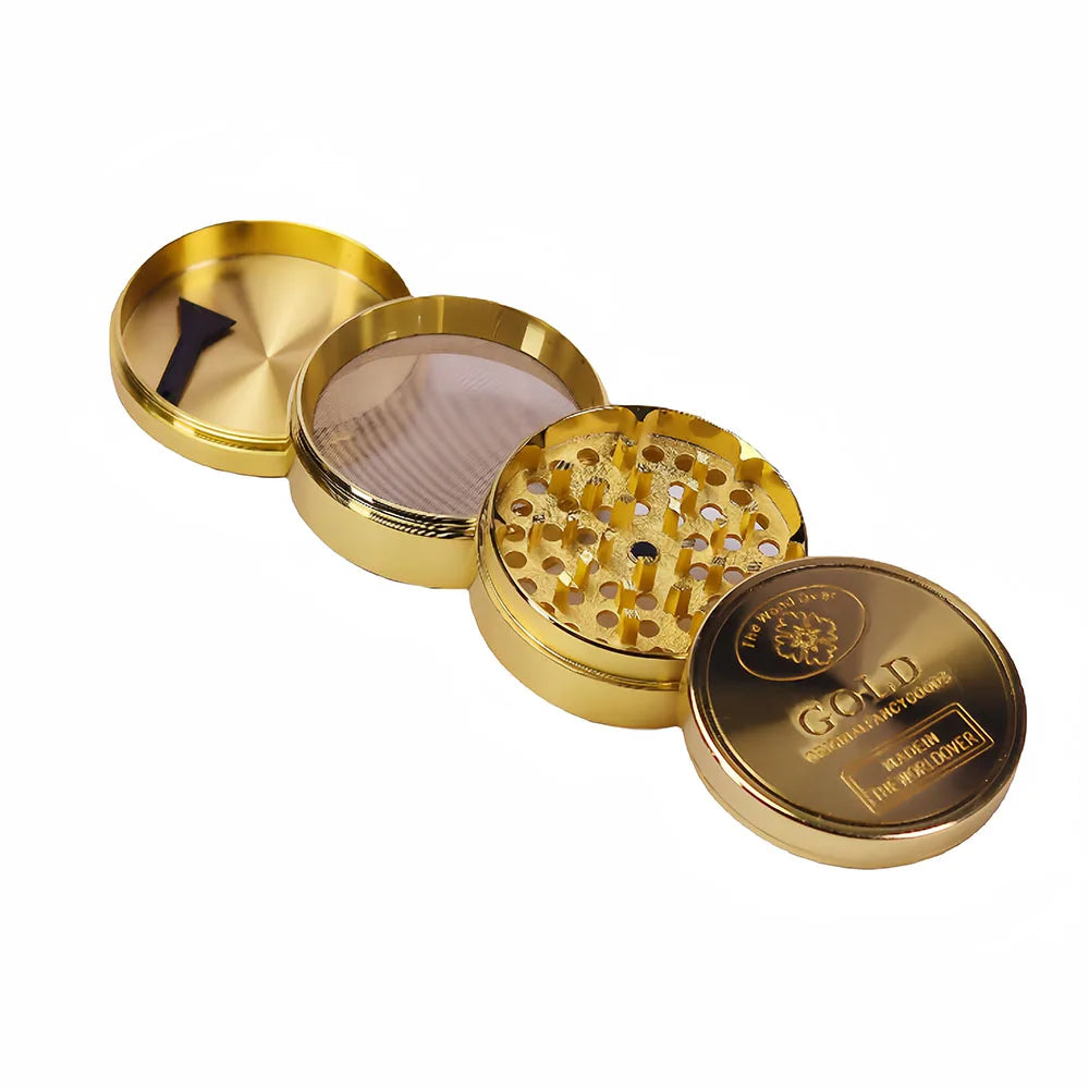 Gold Coin Pattern Metal Herb Grinder