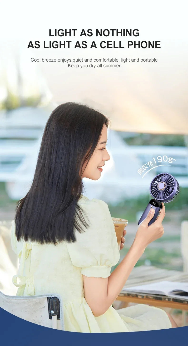 Portable Neck Fan with LED Display and Phone Stand