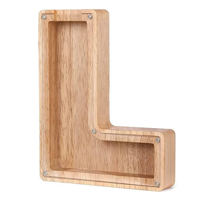Wooden Alphabet Piggy Bank – Educational Coin Savings Box