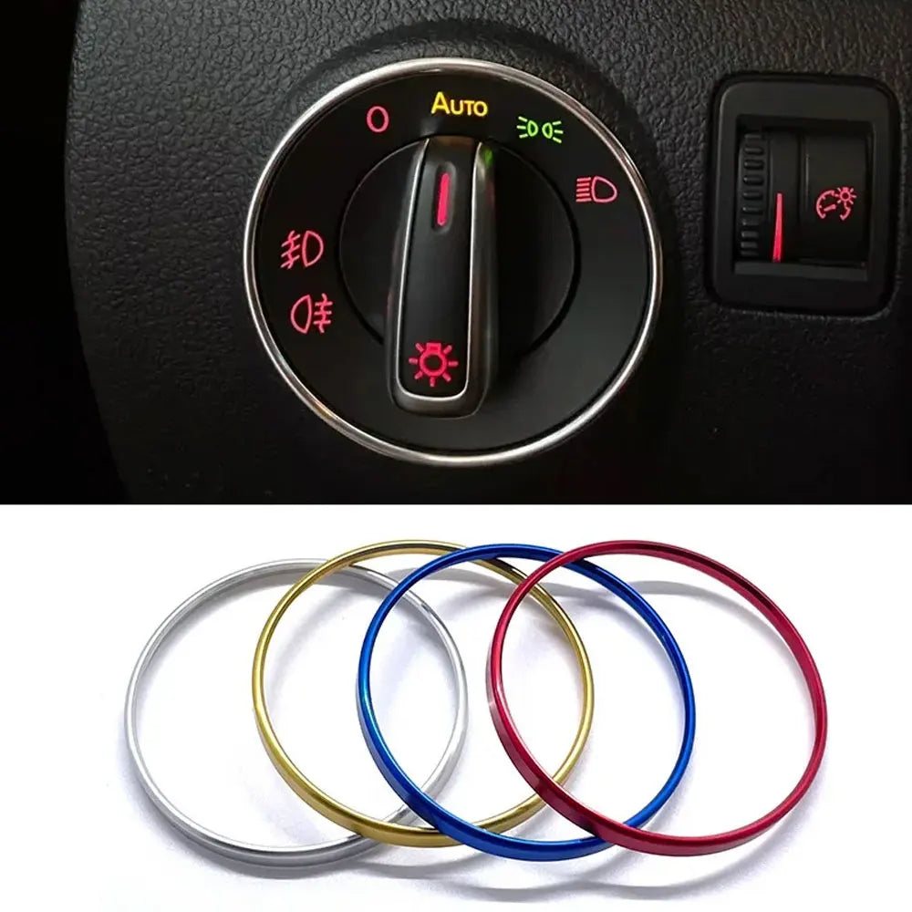 Aluminum Alloy Headlight Switch Trim Ring for Select VW Models