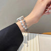 Crystal Bead Watch Strap with Adjustable Metal Link Design