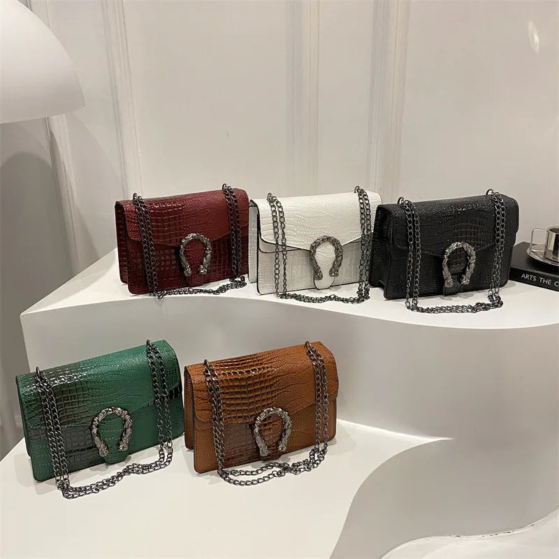 Retro Schlangenmuster Quadratische Crossbody-Tasche