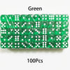 A bulk pack of 100 green acrylic D6 dice for games and crafts.