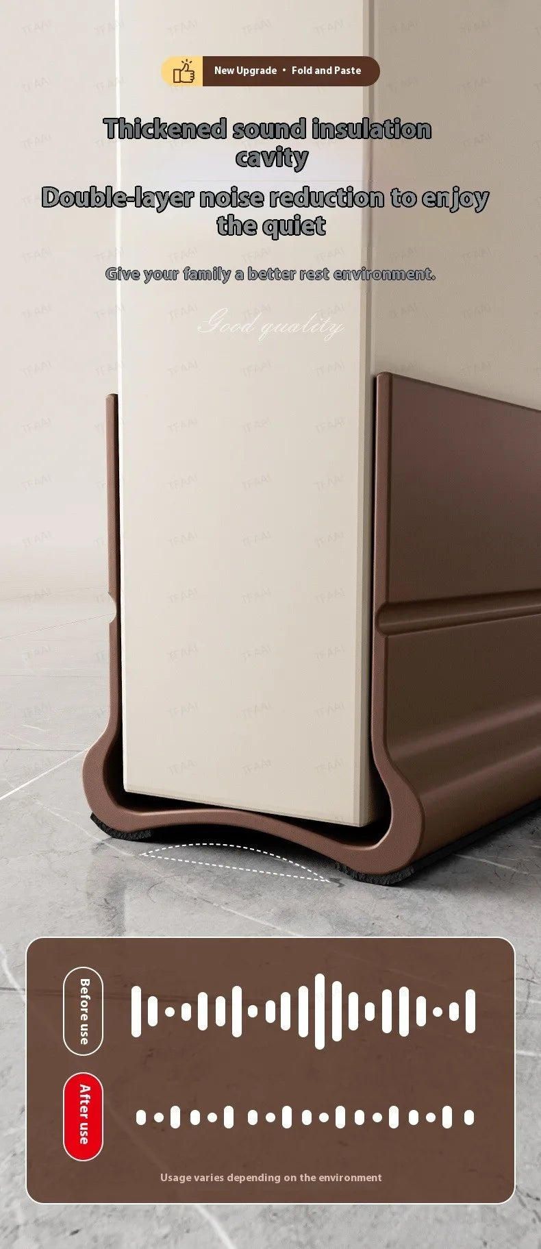 Flexible Door Draft Stopper with Soundproofing Seal