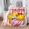 Cartoon Anime Flannel Throw Blanket in Candy Girl Design