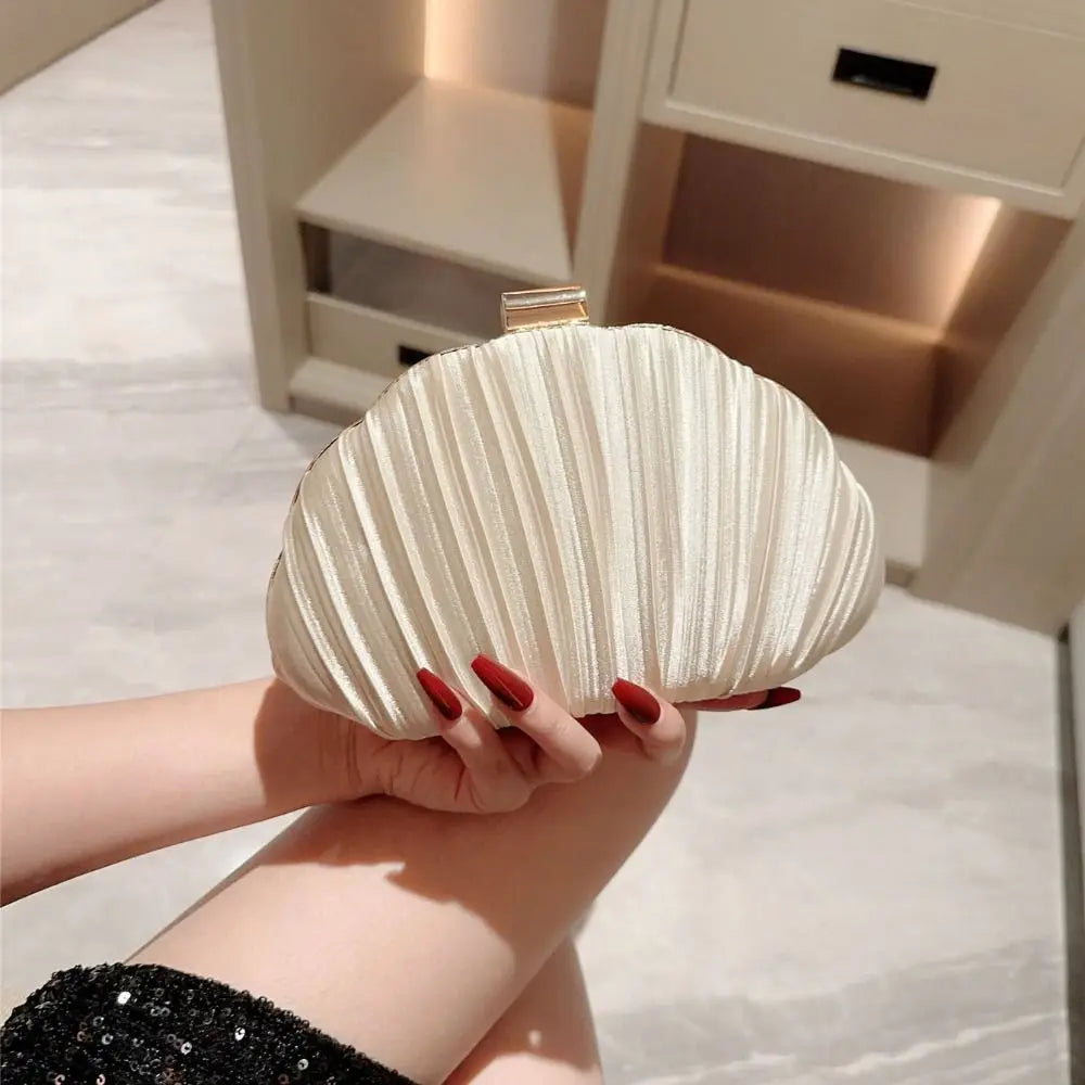 Elegant Pleated Evening Clutch with Chain Strap