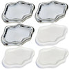 A set of five cloud-shaped silver and white jewelry trays.