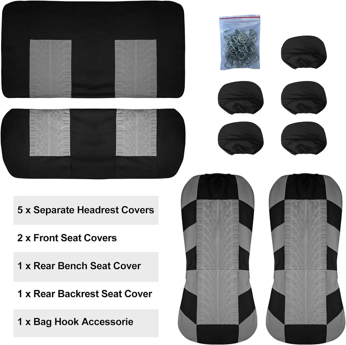 Universal Full Set Car Seat Covers - Front Split & Rear Bench