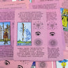 Pink Rider-Waite Tarot card showing the Ace of Wands with its associated meanings.