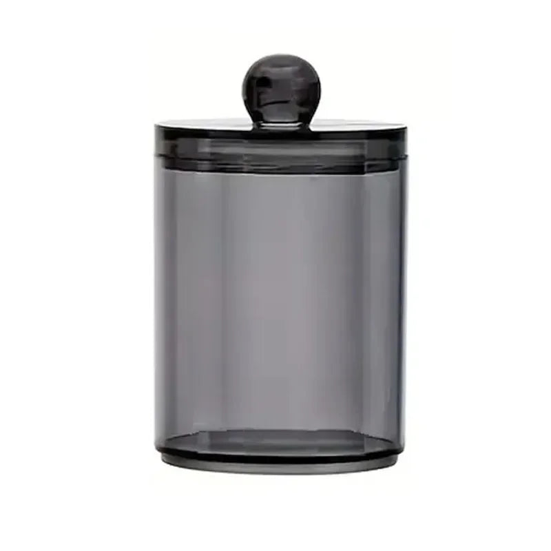 Clear apothecary jar storage set with lids for vanity and bathroom organization