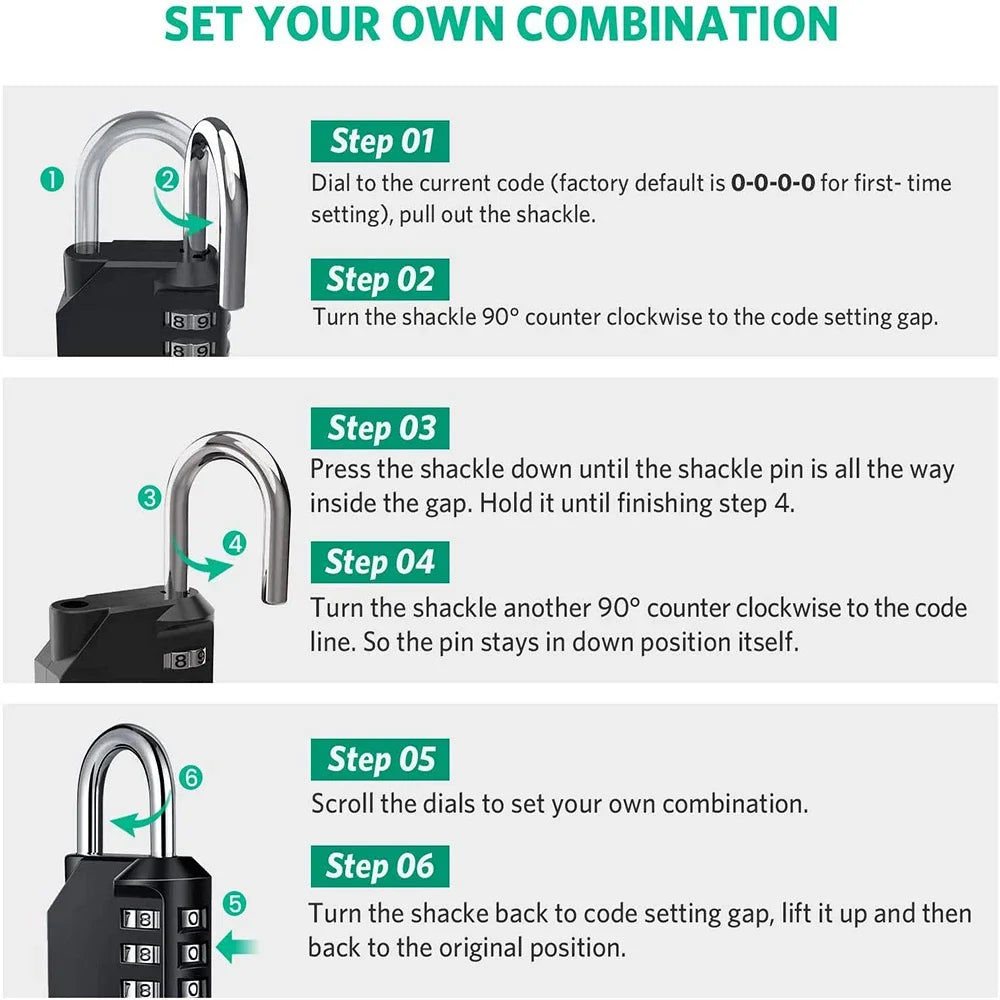 Resettable 4-Digit Combination Padlock