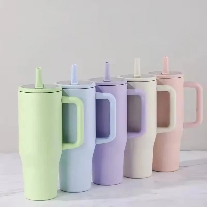 40 oz Insulated Tumbler with Handle and Straw