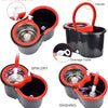 Set Spinmop-Eimer in schwarz und rot, zeigt Was- und Spin-Trocknungsfunktion.
